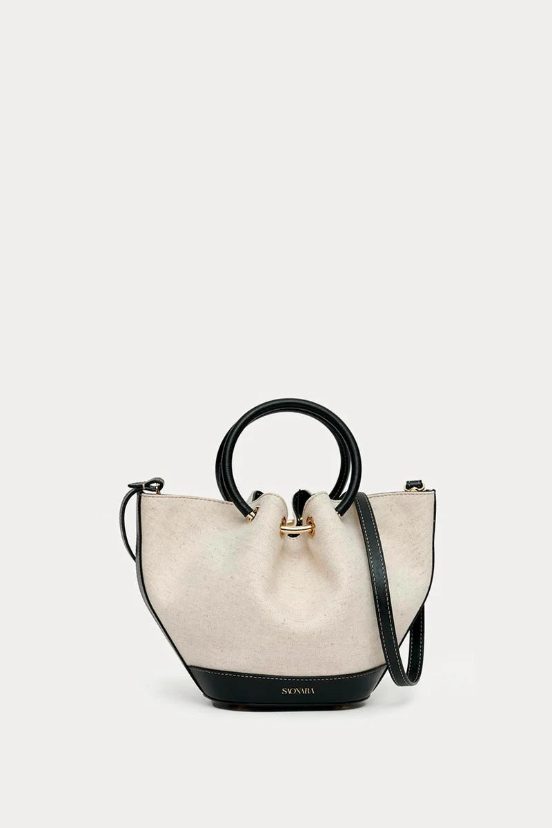 Mini Capazo Bag Lino/Black Piel