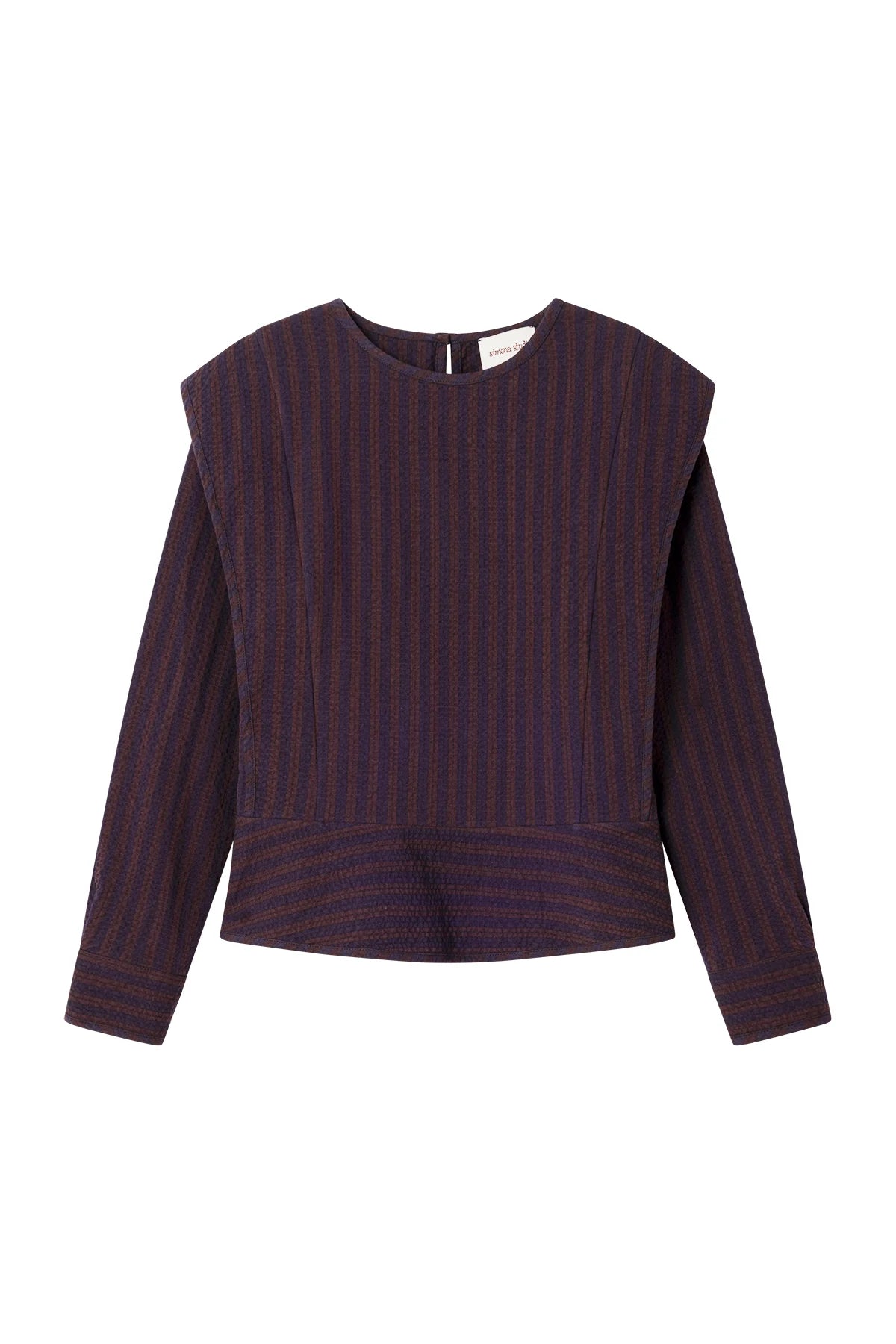 Top Blanca Rayas Morado