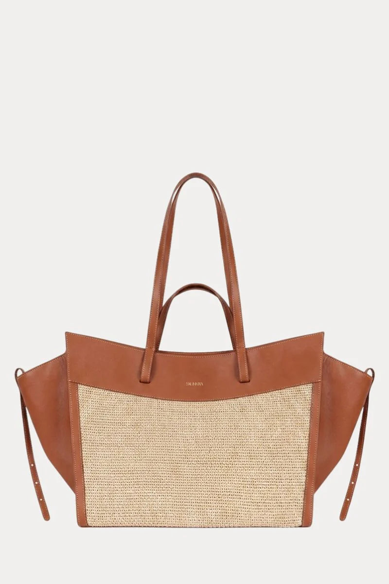 Shopping Bag Caramel Rafia/Piel