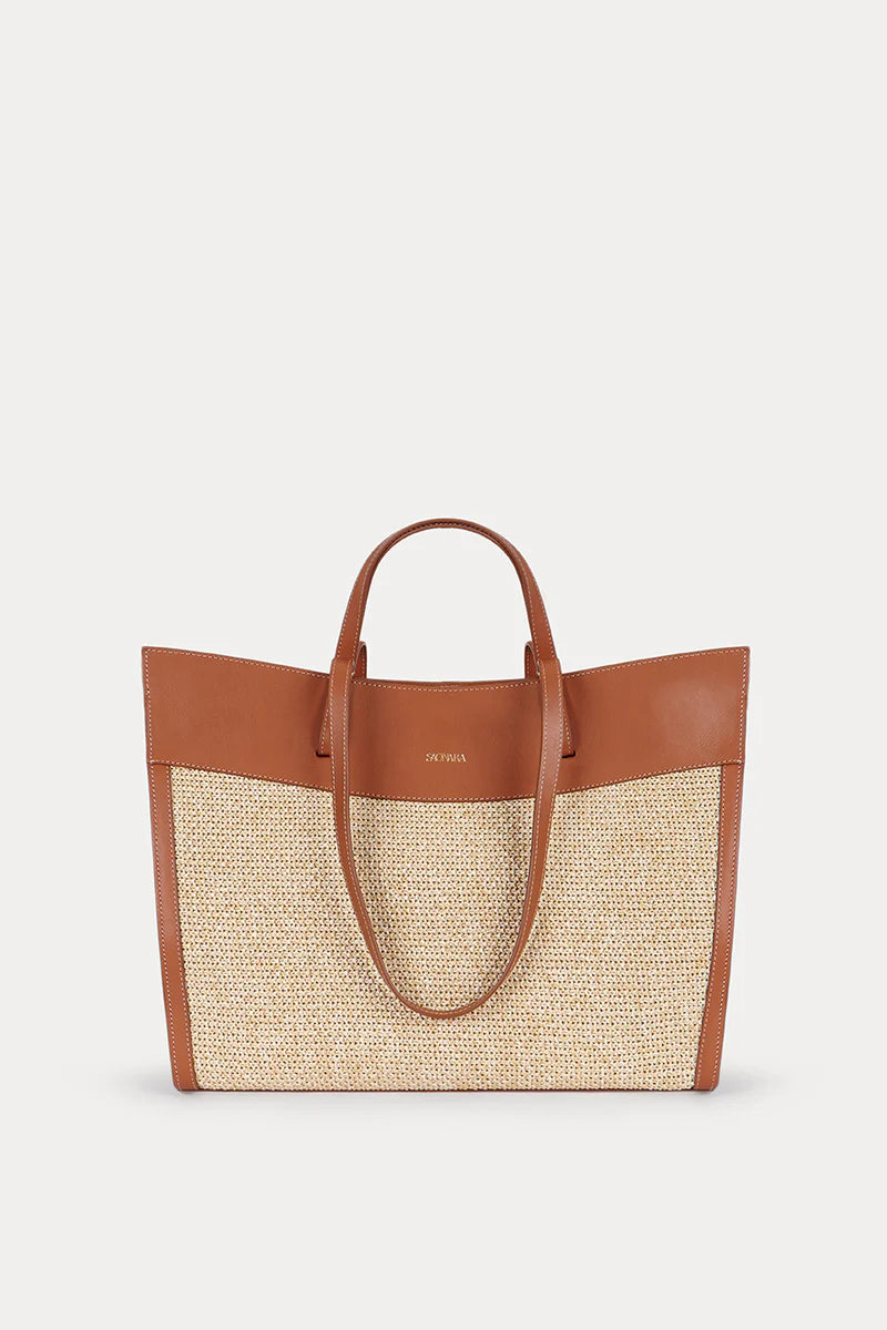 Shopping Bag Caramel Rafia/Piel