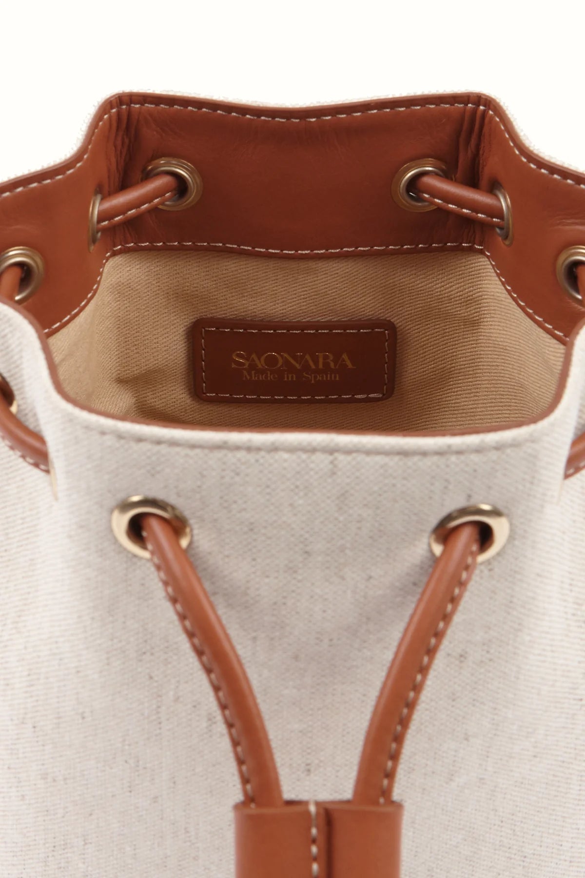 Mini Bucket Bag Lino/Caramel Piel