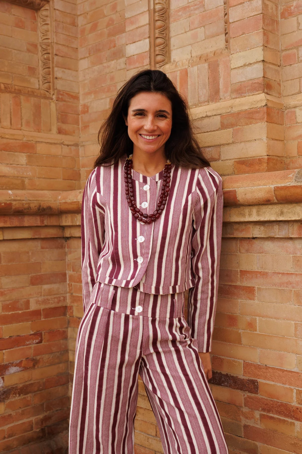 Chaqueta Rayas Berenjena
