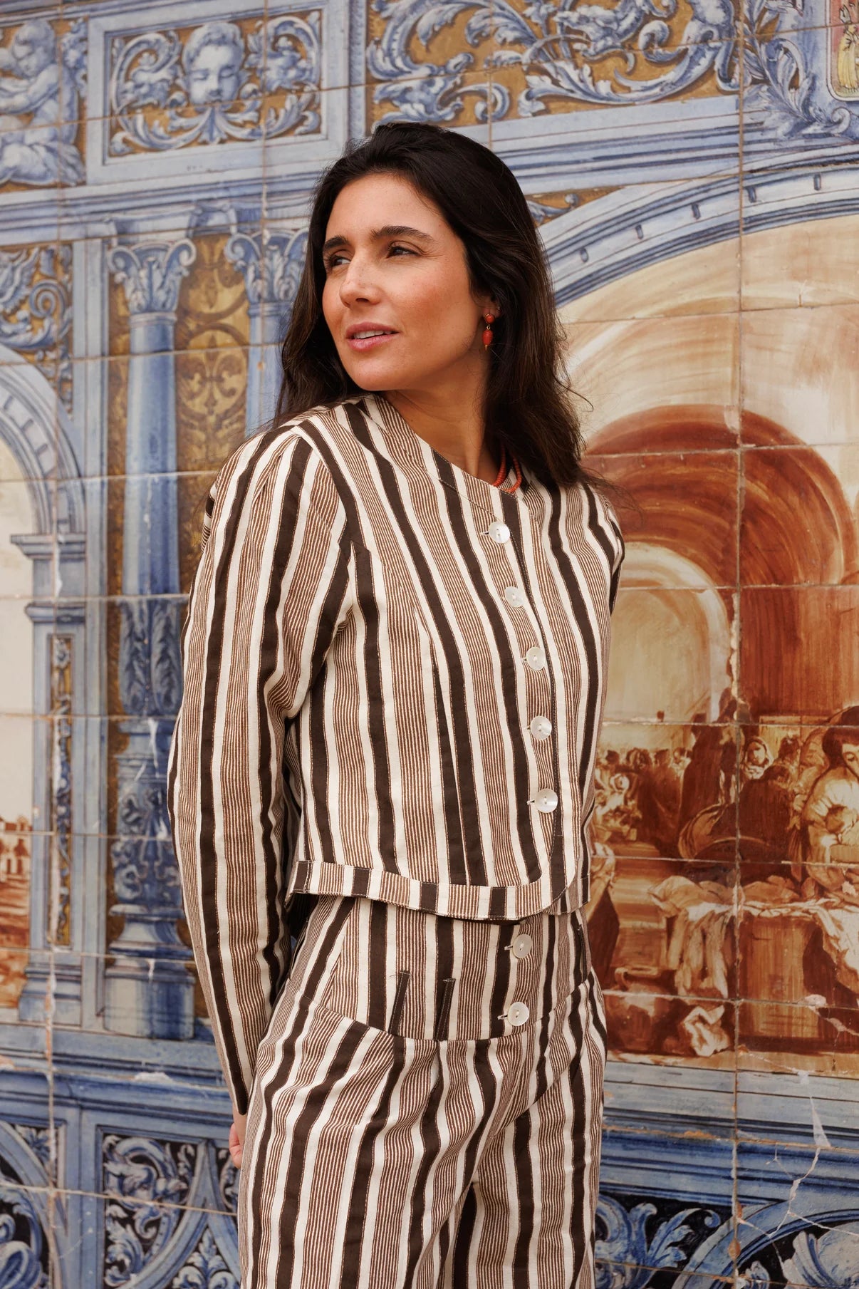 Pantalón Rayas Marrón