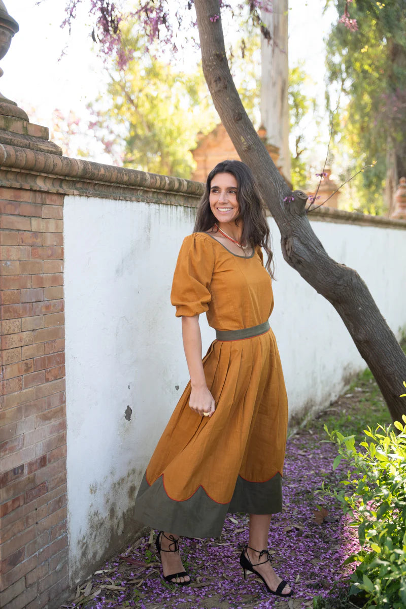 Top Y Falda Mostaza y Verde