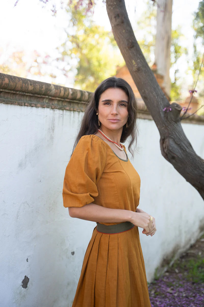 Top Y Falda Mostaza y Verde