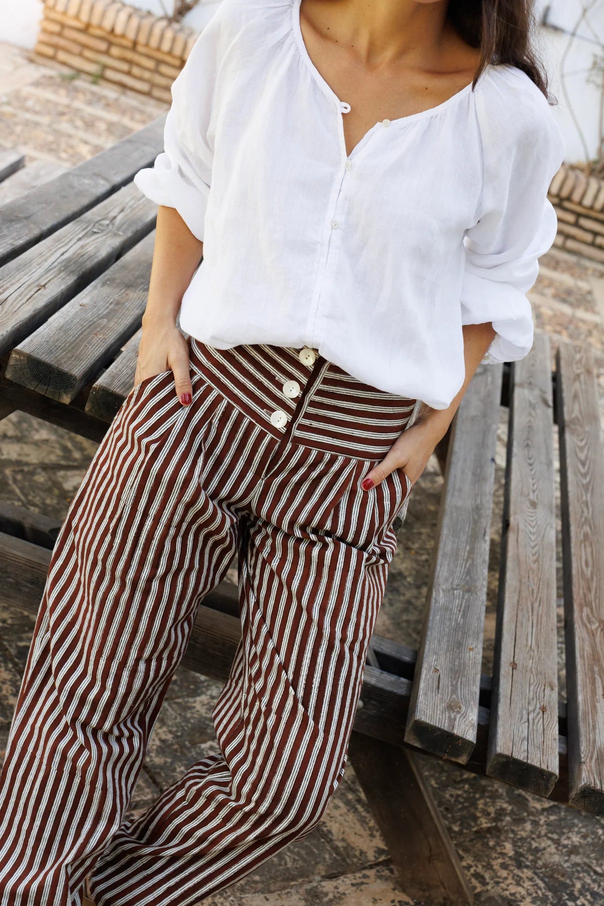 Pantalón Rayas Marrón