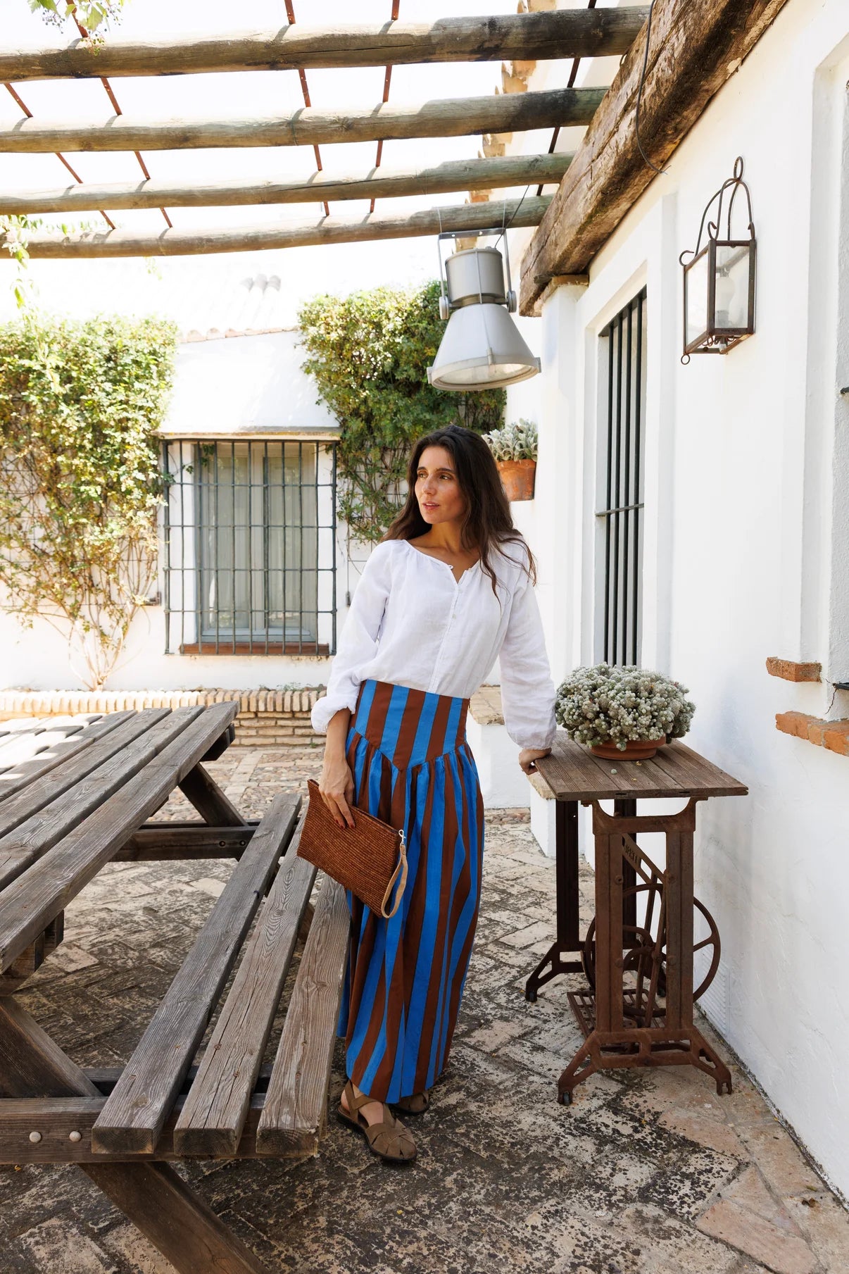 Falda Rayas Marrón y Azul