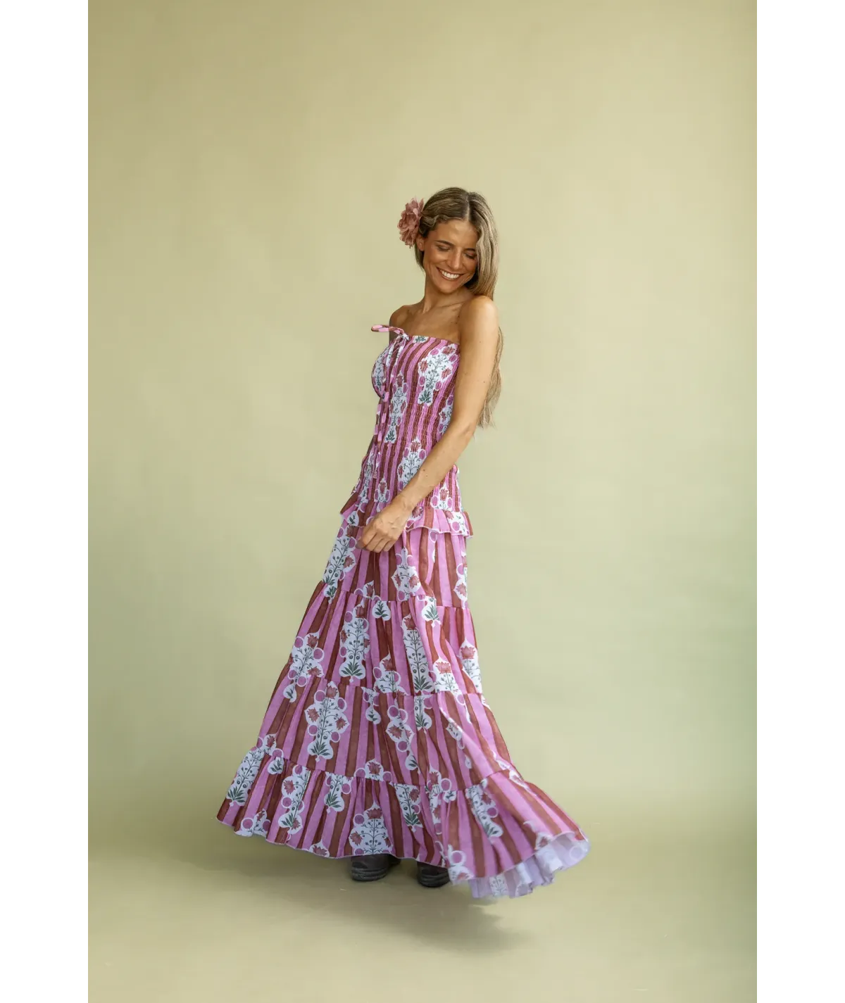 Vestido Trieste Rosa y Teja