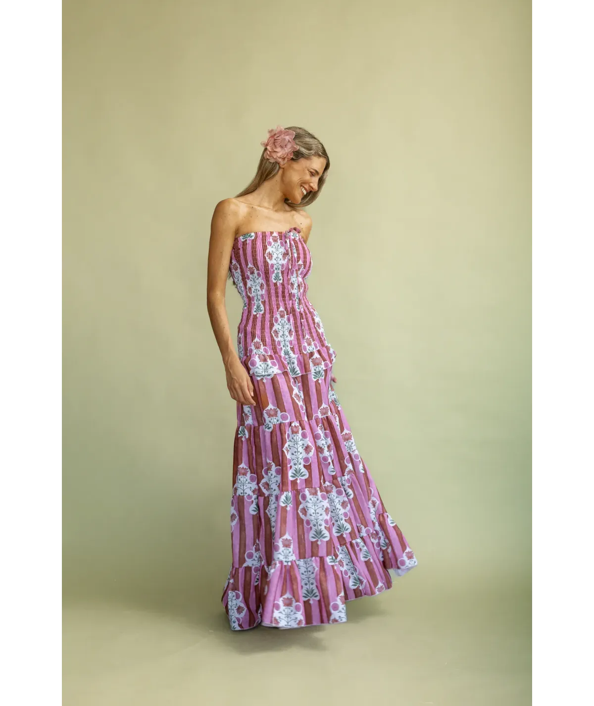 Vestido Trieste Rosa y Teja