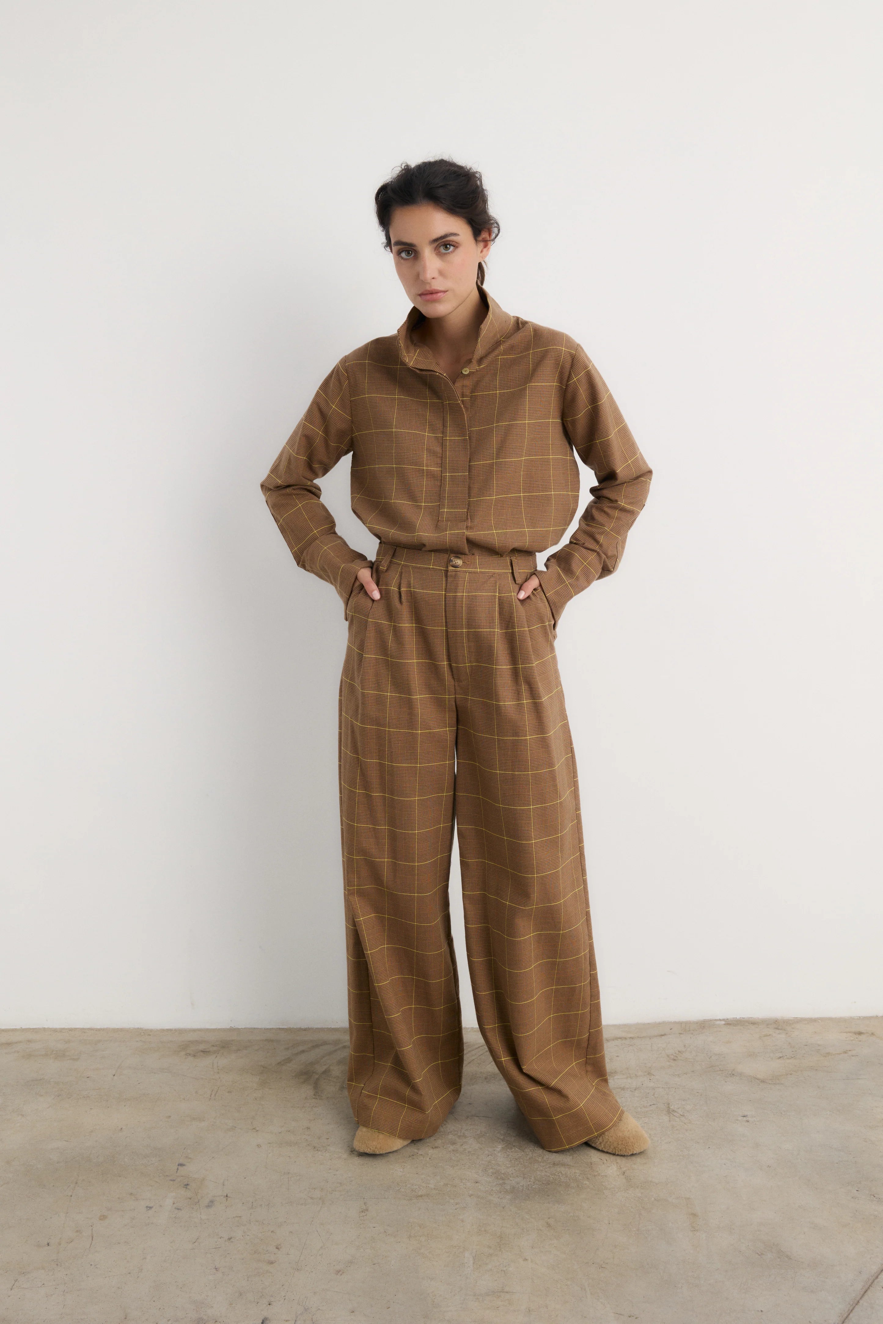 Camisa Ingrid Cuadro Beige
