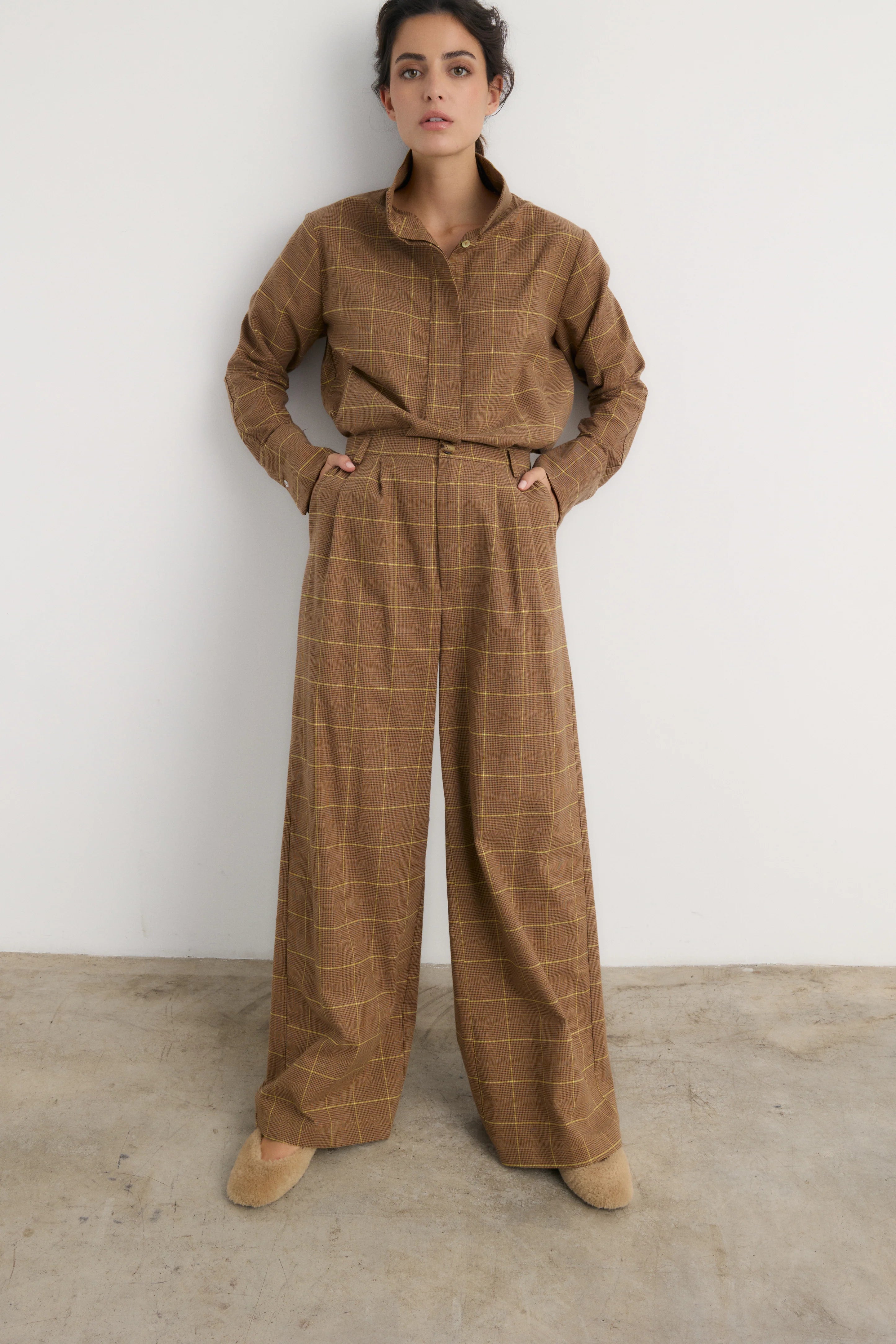 Pantalón Frank Cuadro Beige