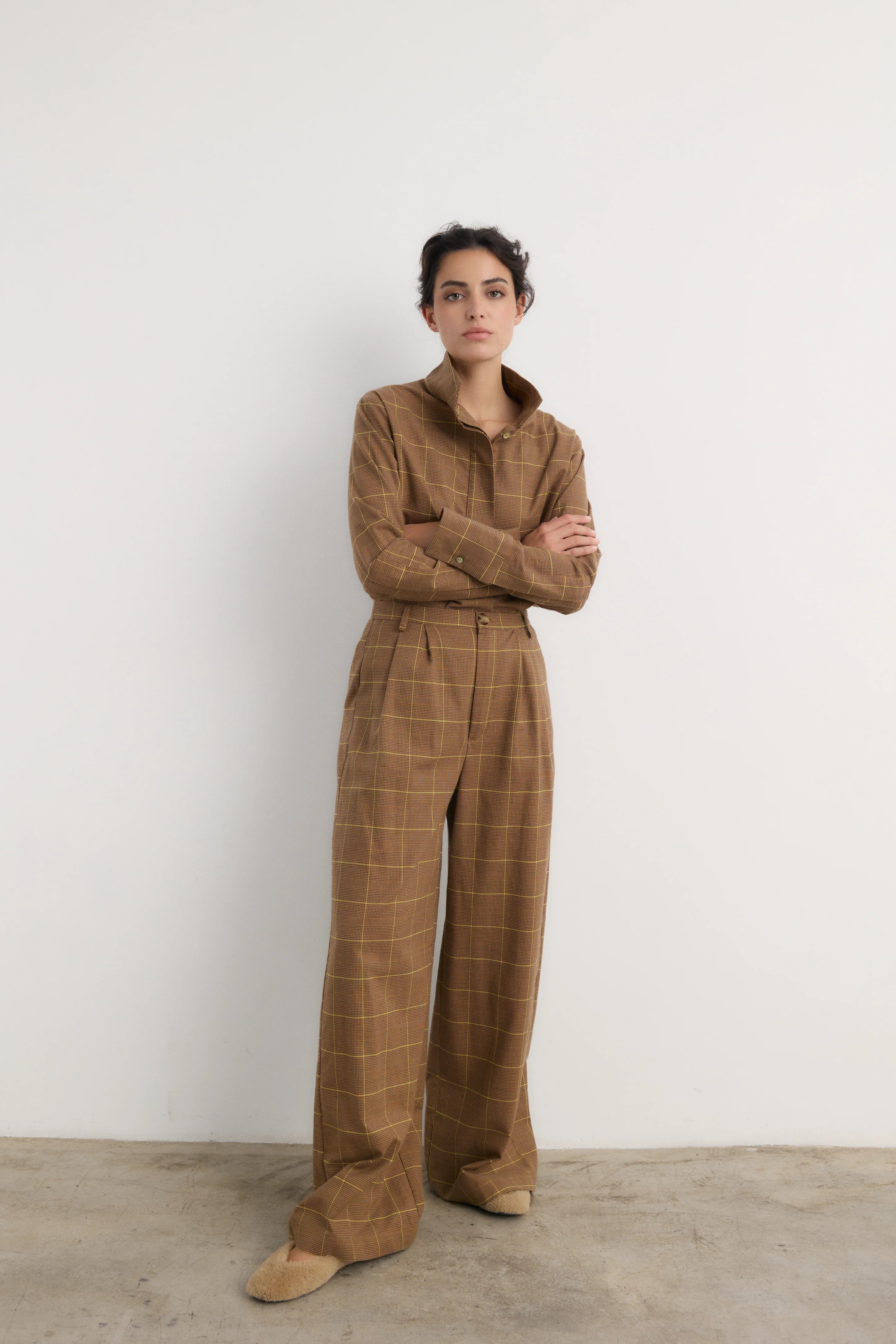 Pantalón Frank Cuadro Beige