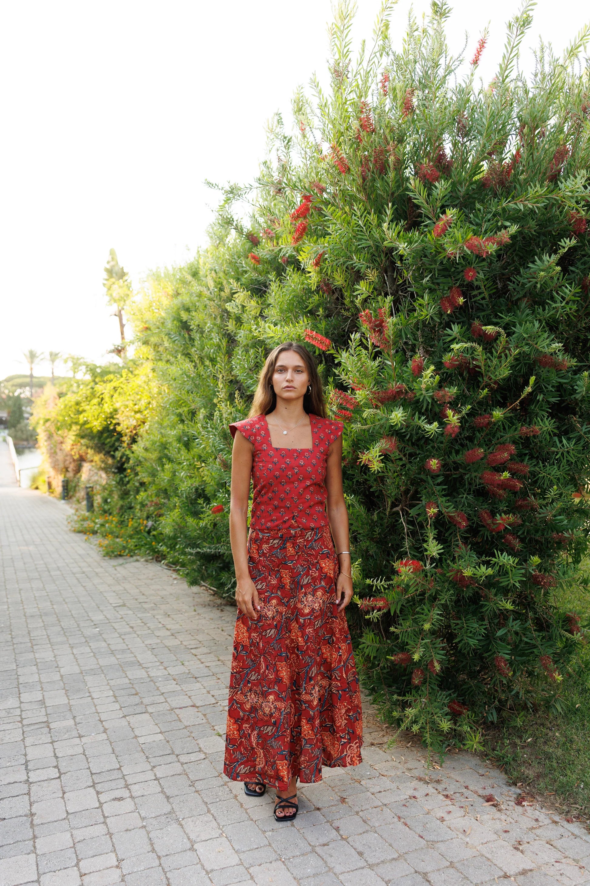 Top Estampado Algodón Rojo