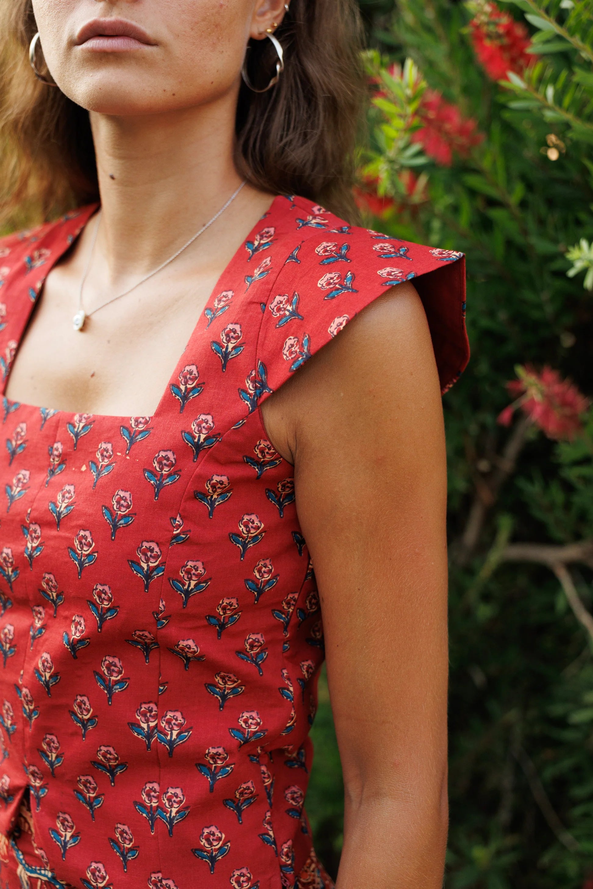 Top Estampado Algodón Rojo