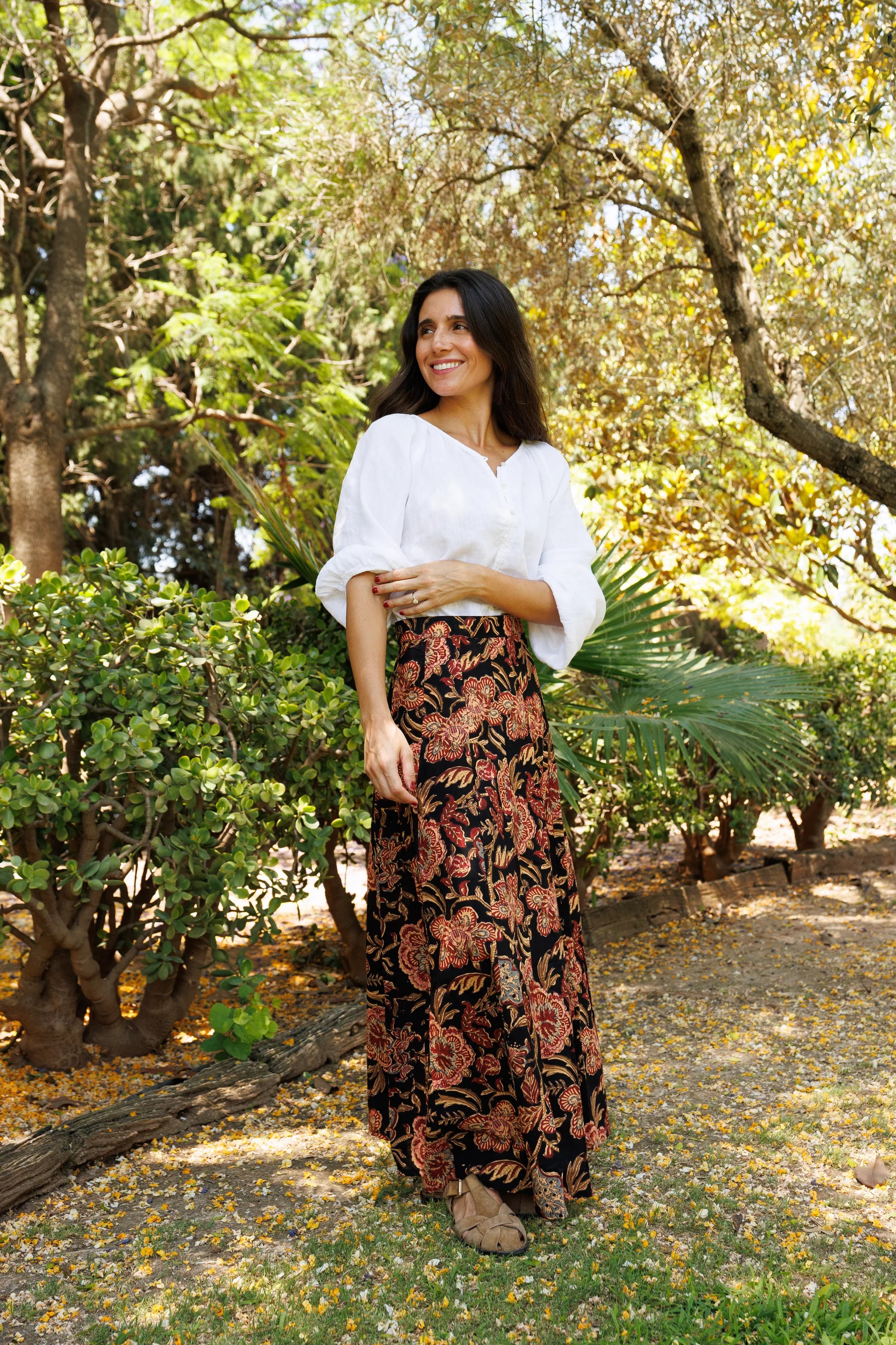 Falda Estampada Algodón Negra