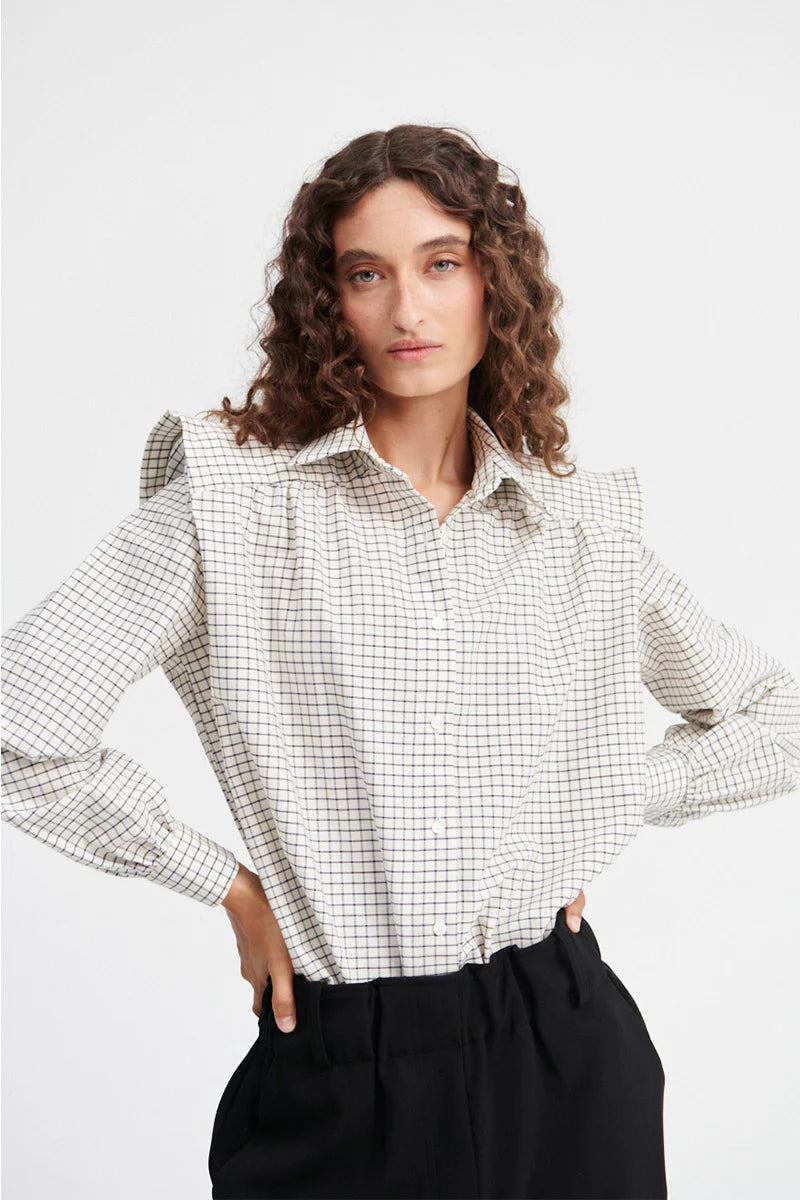 Camisa Marieta beige plaid