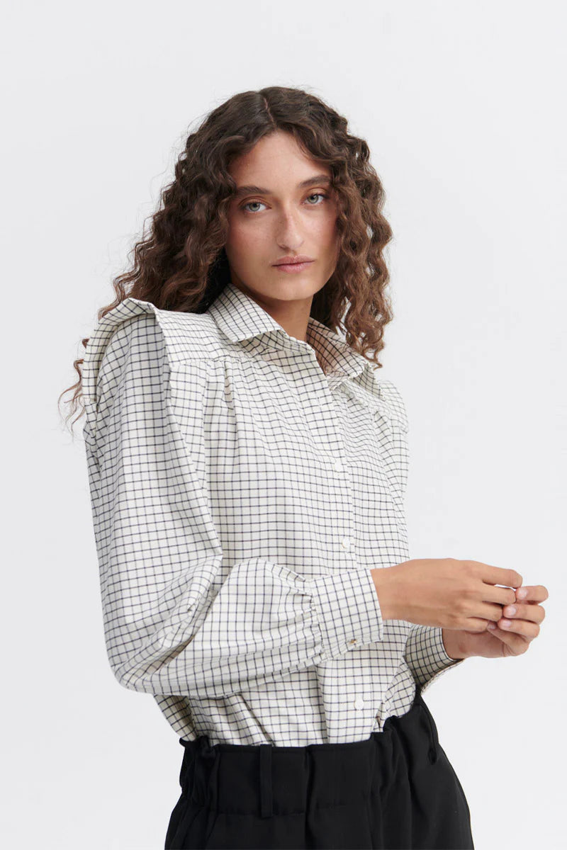 Camisa Marieta beige plaid