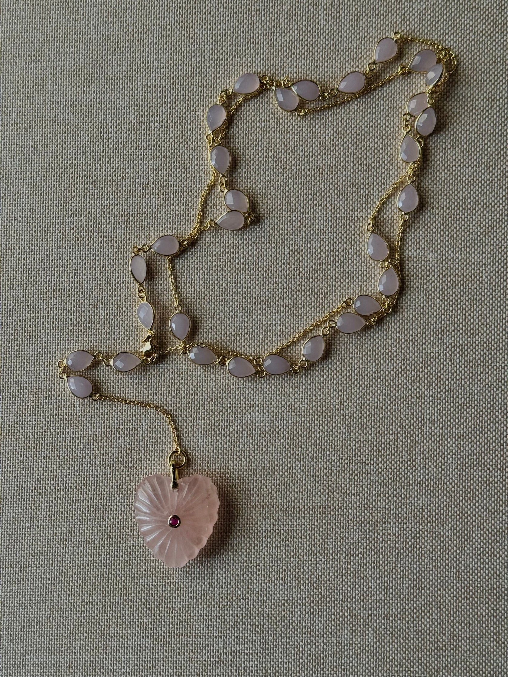 Collar Largo Isola Bella Rosa Cuarzo