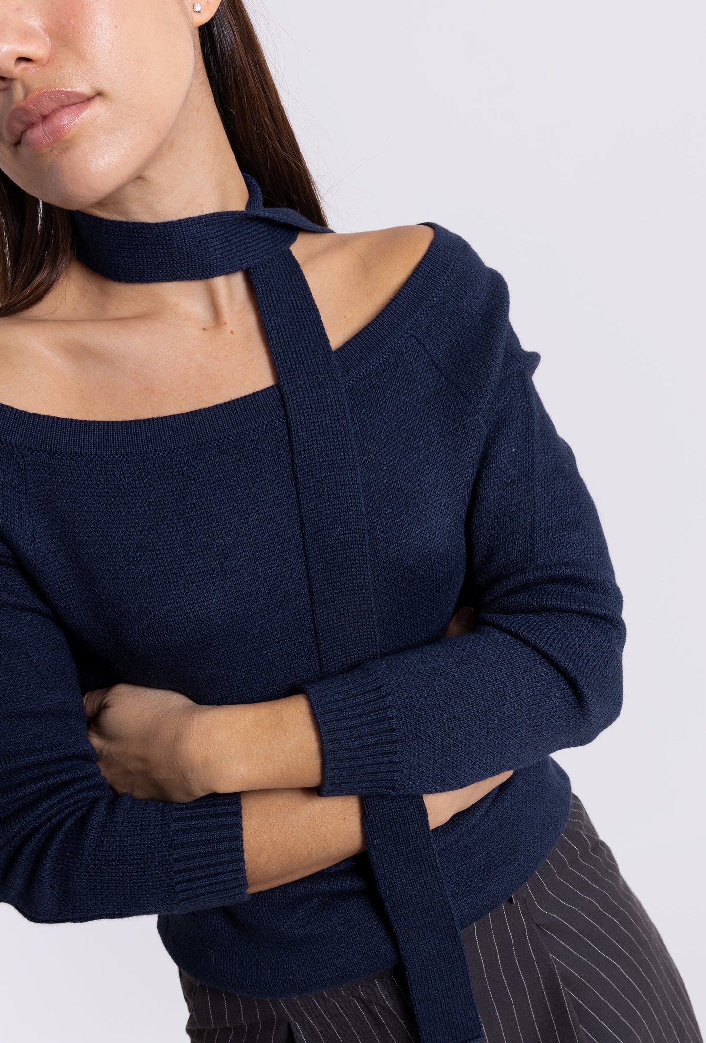 Boat Neck Sweater: Navy