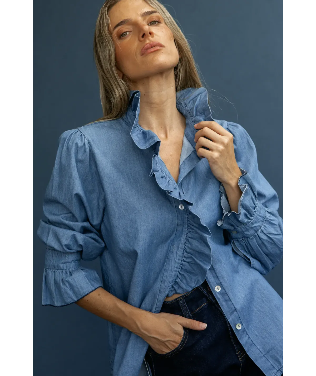 Camisa Malaika Azul Vaquero Claro
