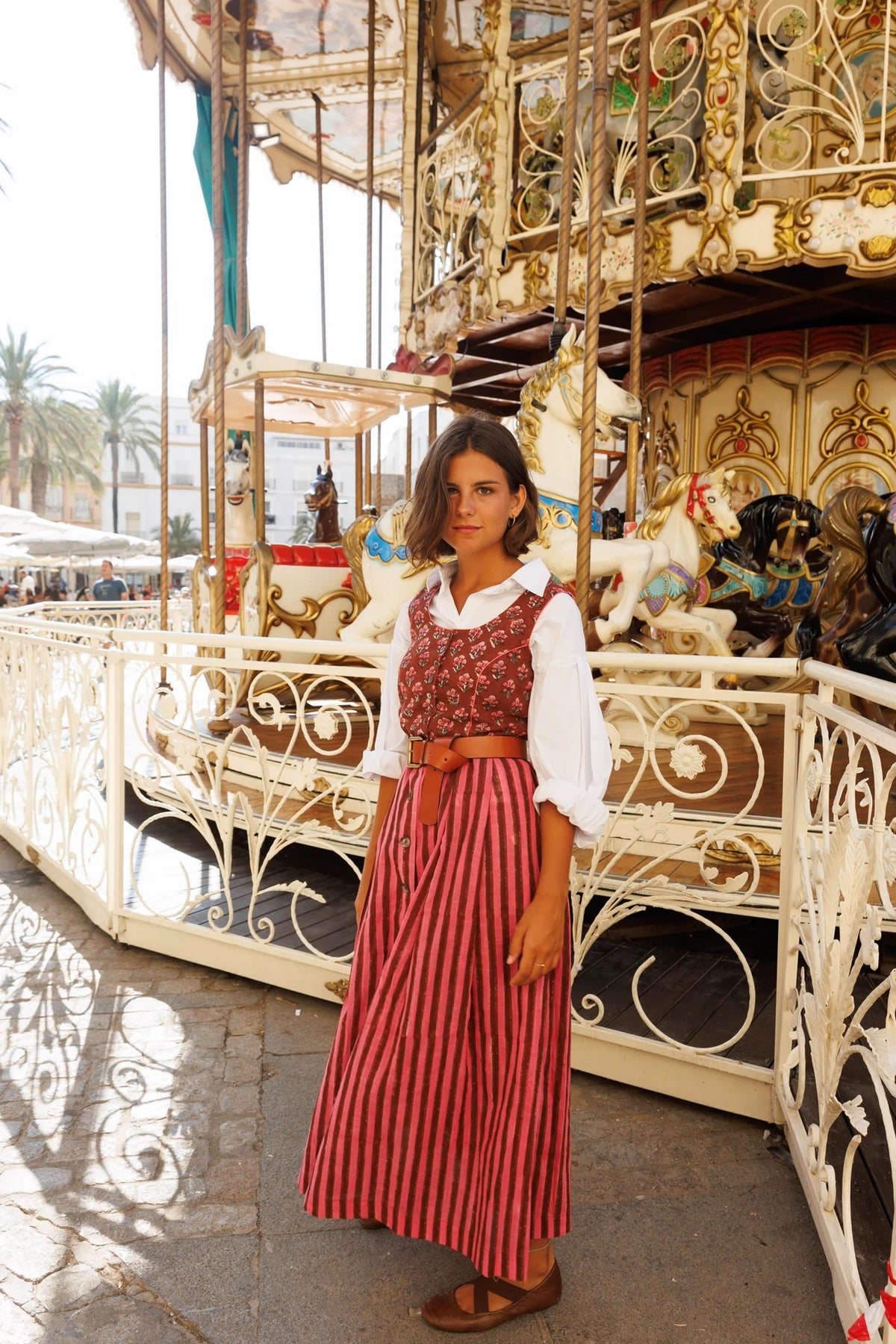 Vestido Vintage Rosa y Marrón
