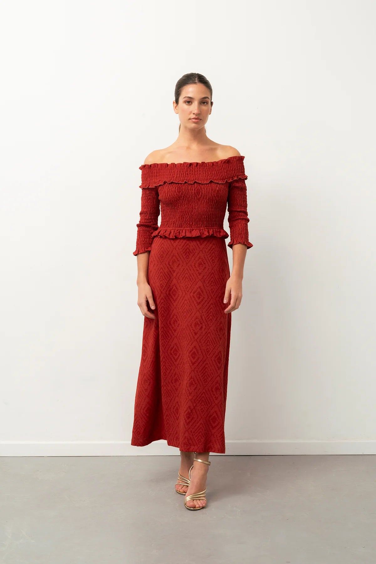 Vestido Bardot Rouge