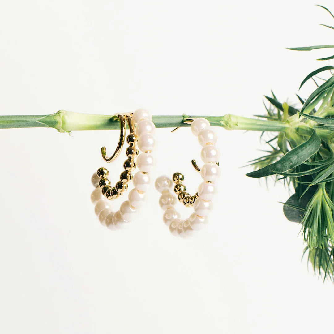 Pendientes Trio Pearl Hoop