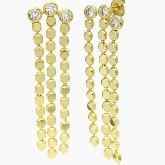 Pendientes Triple Bezel Falling Gold