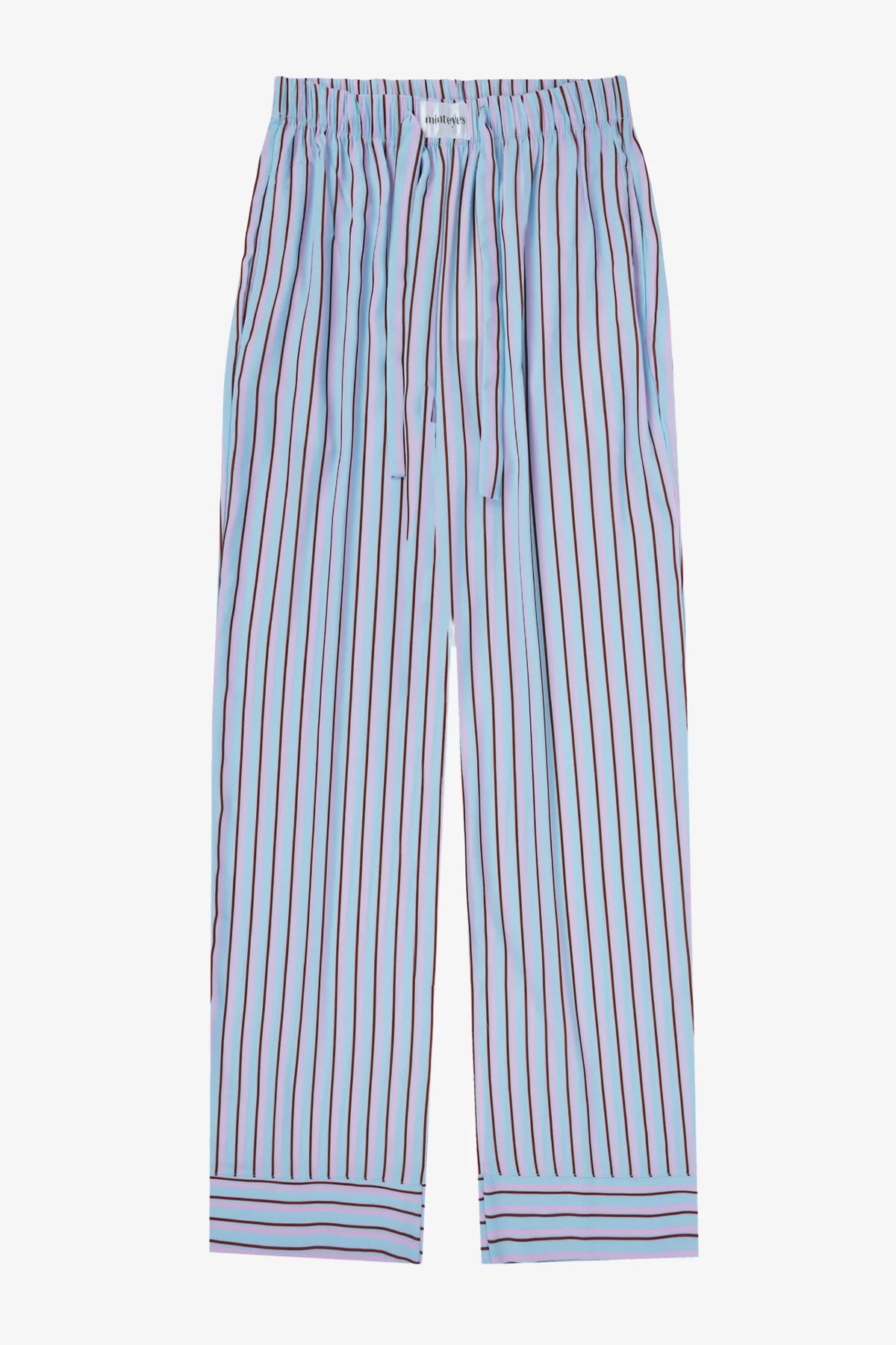 Alex Satin Long Pants Light Blue Stripes