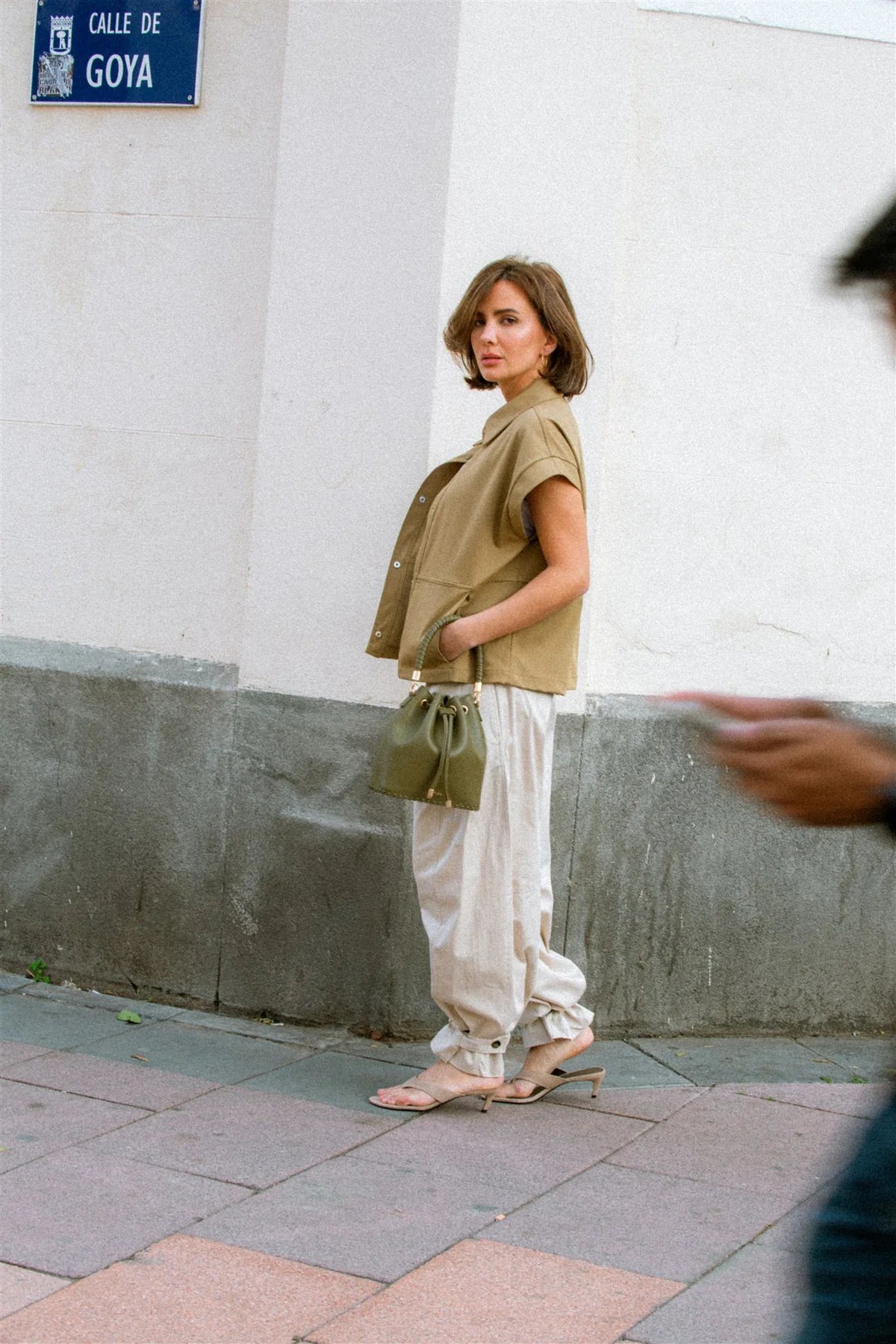Bucket Bag Khaki Piel