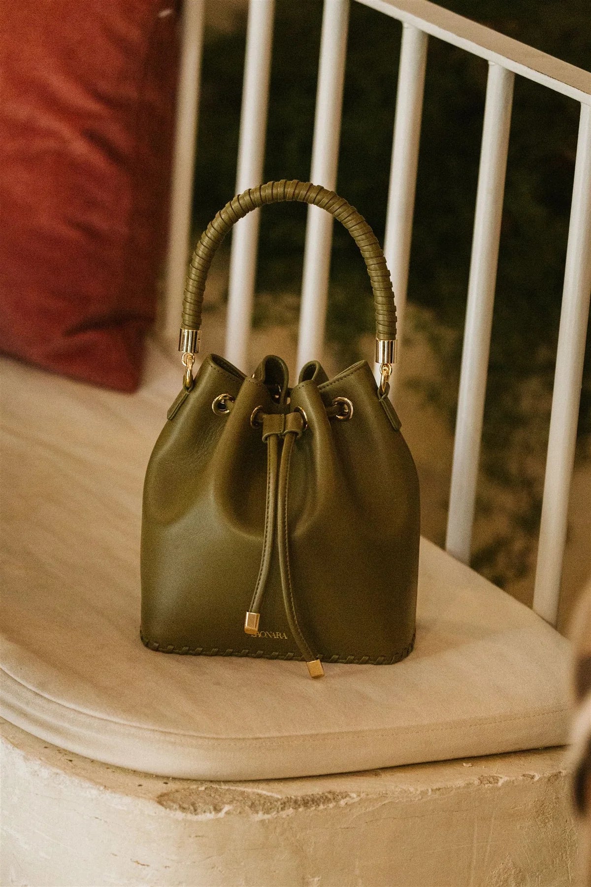Bucket Bag Khaki Piel