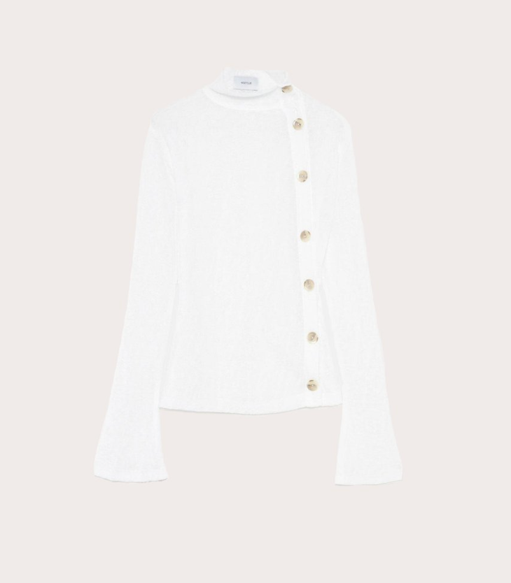 White Marbled Asymmetrical Jacket