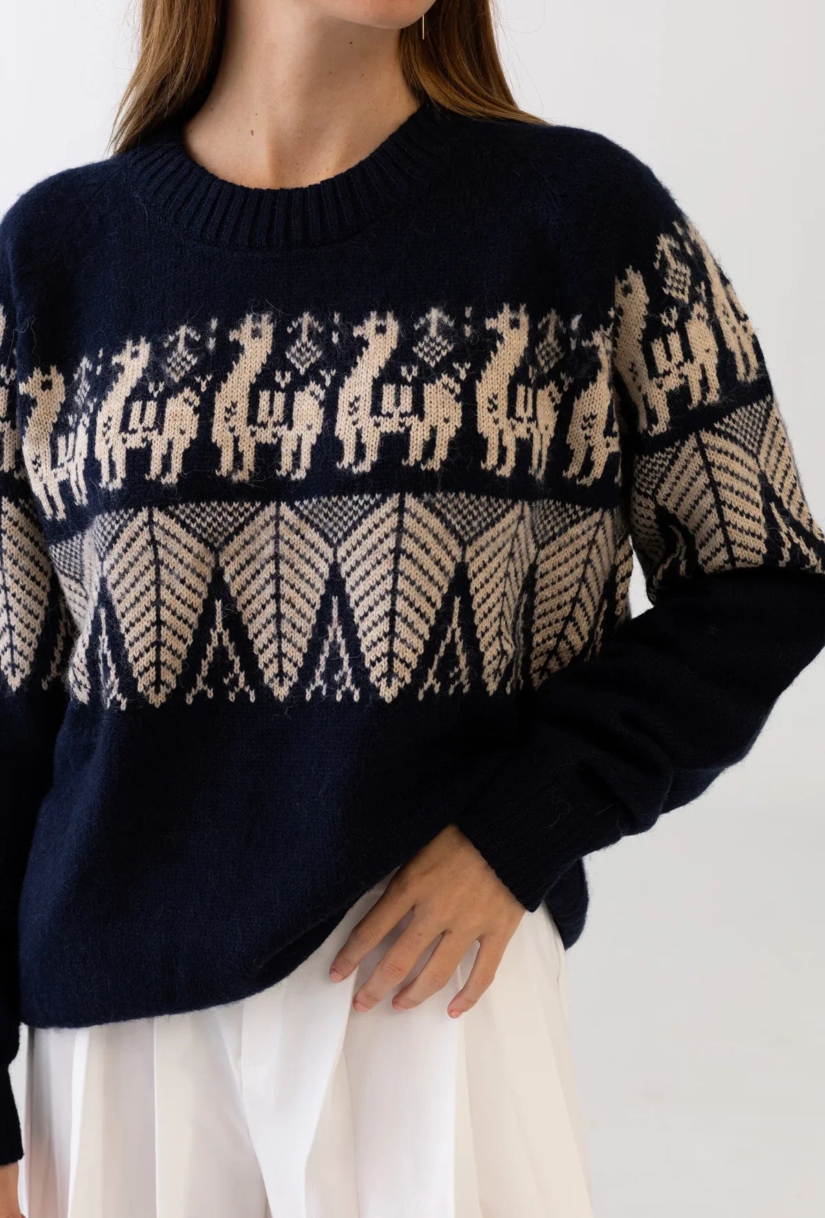 Alpaca Sweater Navy Estampado