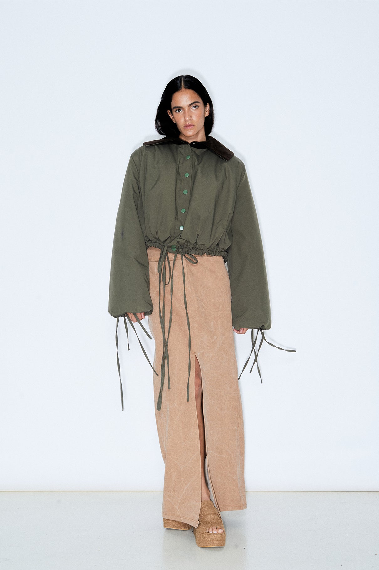 Bomber Gabardina Volumen Verde